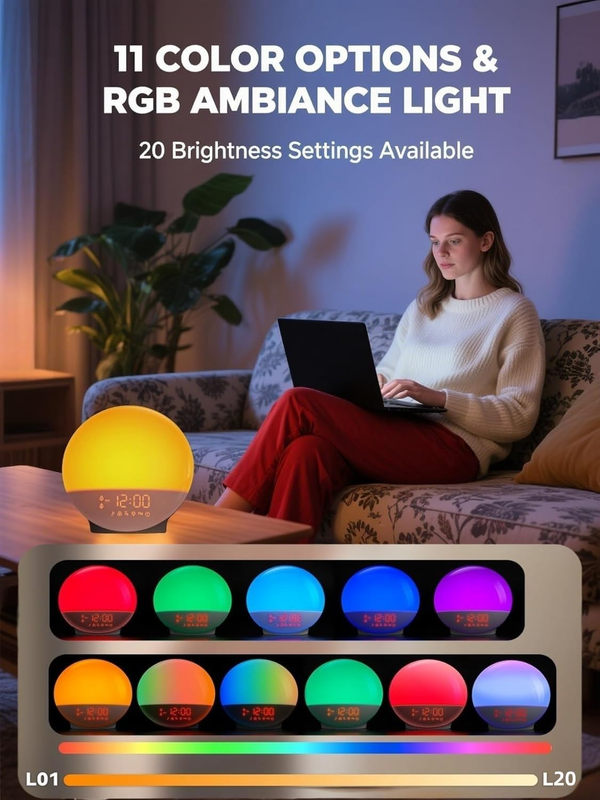 Sunrise Alarm Clock Wake up Light, Smart Sleep Alarm Clock for Kids Adults, Sunr