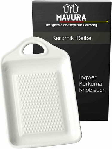 MAVURA Keramik Ingwerreibe | Ingwer Kurkuma Muskat Knoblauch | Verb.Konzept 2021