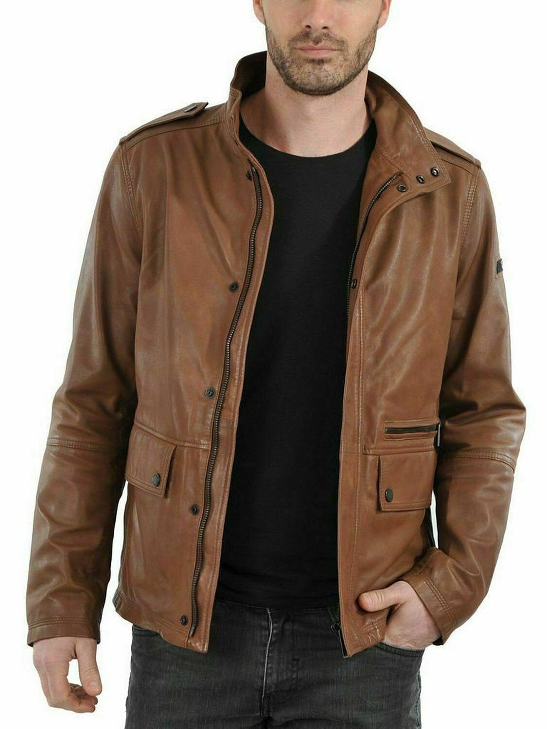 F$L HERREN ECHT LAMMLEDER JACKE SLIM FIT MOTORRADJACKE - 051