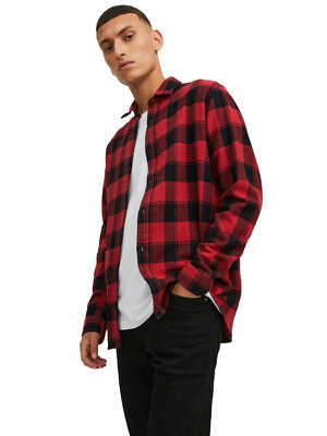 Jack & Jones Mens Shirt JJ Plain Autumn Buffalo Check