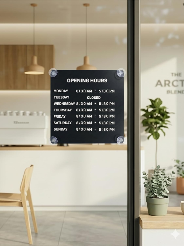 Magnetic Business Hours Sign, Dual-Mount Changeable Opening Hours Board