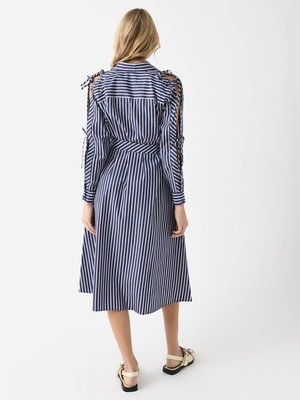 Pre-owned Evi Grintela Kaori Dress In Blue/red Stripe - Size L