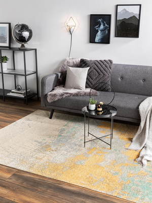 benuta Flachgewebeteppich Frencie BeigeBlau 200 x 285 cm Teppich Wohnzimmer