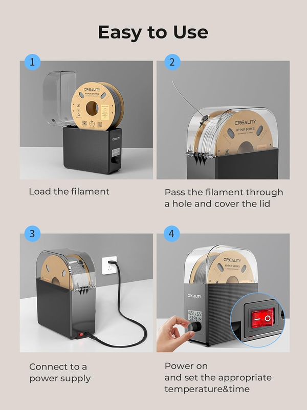 Filament Dryer Box Pro, Upgraded 360° Heating with Fan, Dust & Moisture-Proof St