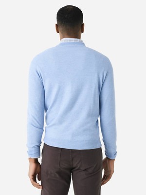 PETER MILLAR PETER MILLAR VOYAGER CASHMERE SILK SADDLE SHOULDER SWEATER IN TAHOE BLUE - SIZE