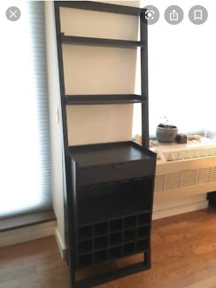 Crate And Barrel Leaning Wine Bar Desk Shelves Chair