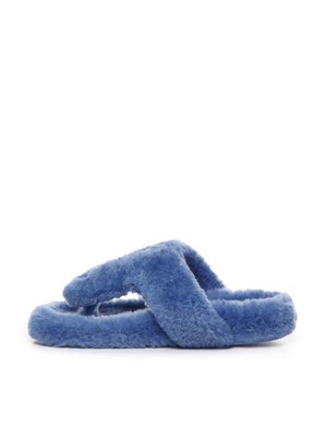 Pre-owned Loewe Comfortable Shearling Sandal In Light Denim