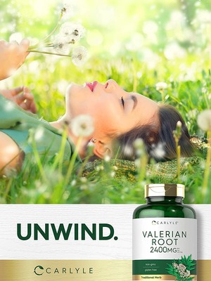 Valerian Root Capsules 2400mg | 240 Count | Non-GMO, Gluten Free | by Carlyle