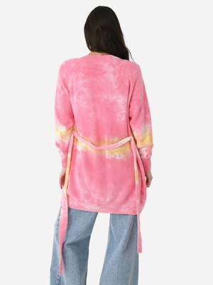 Pre-owned Love Tanjane Heavy Cashmere Belted Cardigan In Pink Champagne - Size Xs