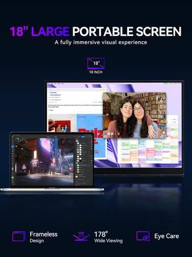 UPERFECT 2K 144Hz 18" Portable Gaming Monitor Switch Display Freestanding Screen
