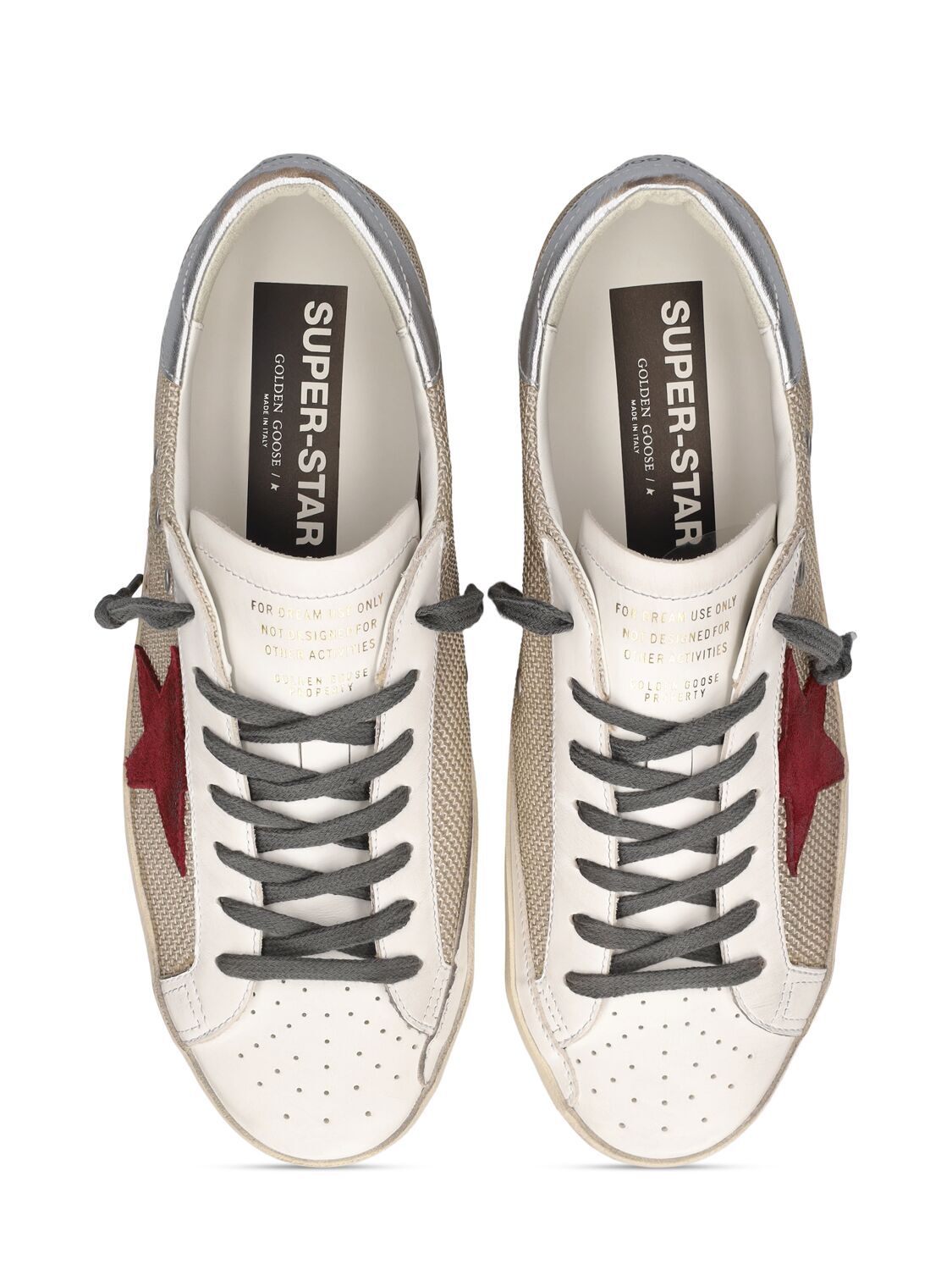 Pre-owned Golden Goose Super-star Men's Beige/silver Leather Low Top Sneakers