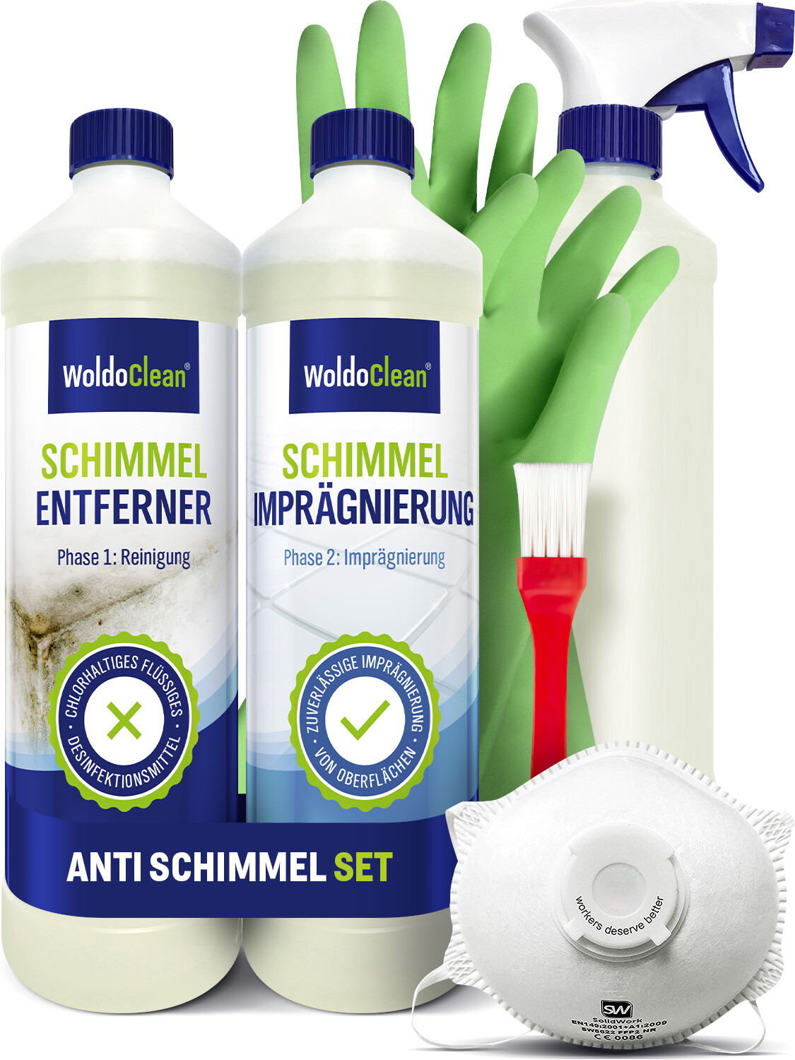 Schimmelentferner Set 6-teilig gegen jeden Schimmel chlorhaltig mit Imprägnierer