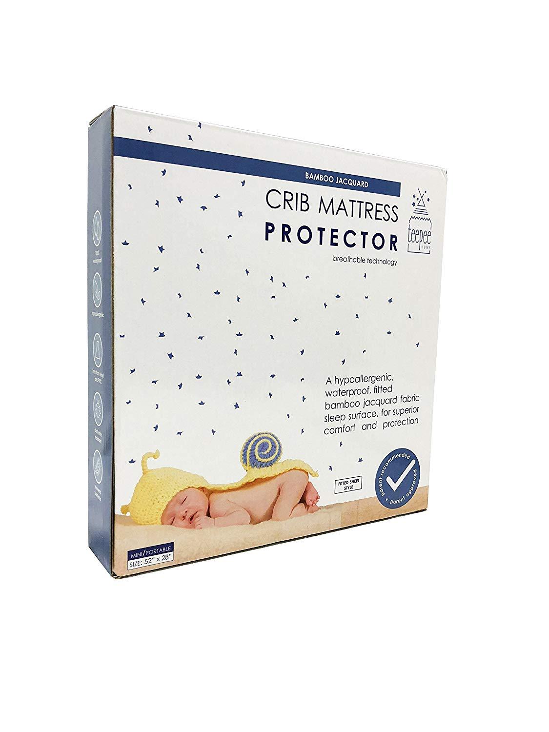 Waterproof Crib Mattress Protector Fitted Sheet Hypoallergenic Dust Mite Resista