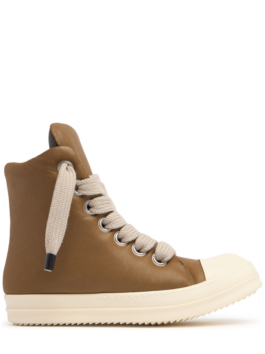 Pre-owned Rick Owens Jumbolaced Porterville Padded High Top Bean/milk Sneakers Fw24 In Brown