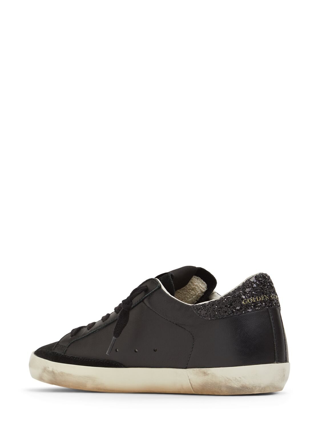 Pre-owned Golden Goose Super-star Women's Black Glittered Low Top Sneakers