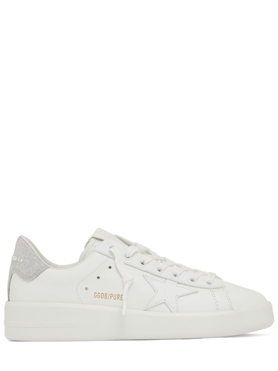 Pre-owned Golden Goose Purestar Women's White/silver Leather Low Top Sneakers