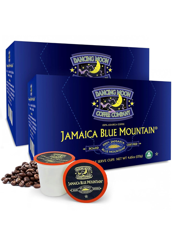 Dancing Moon Jamaica Blue Mountain Coffee Pods - 24 K-Cups, Supports Charity