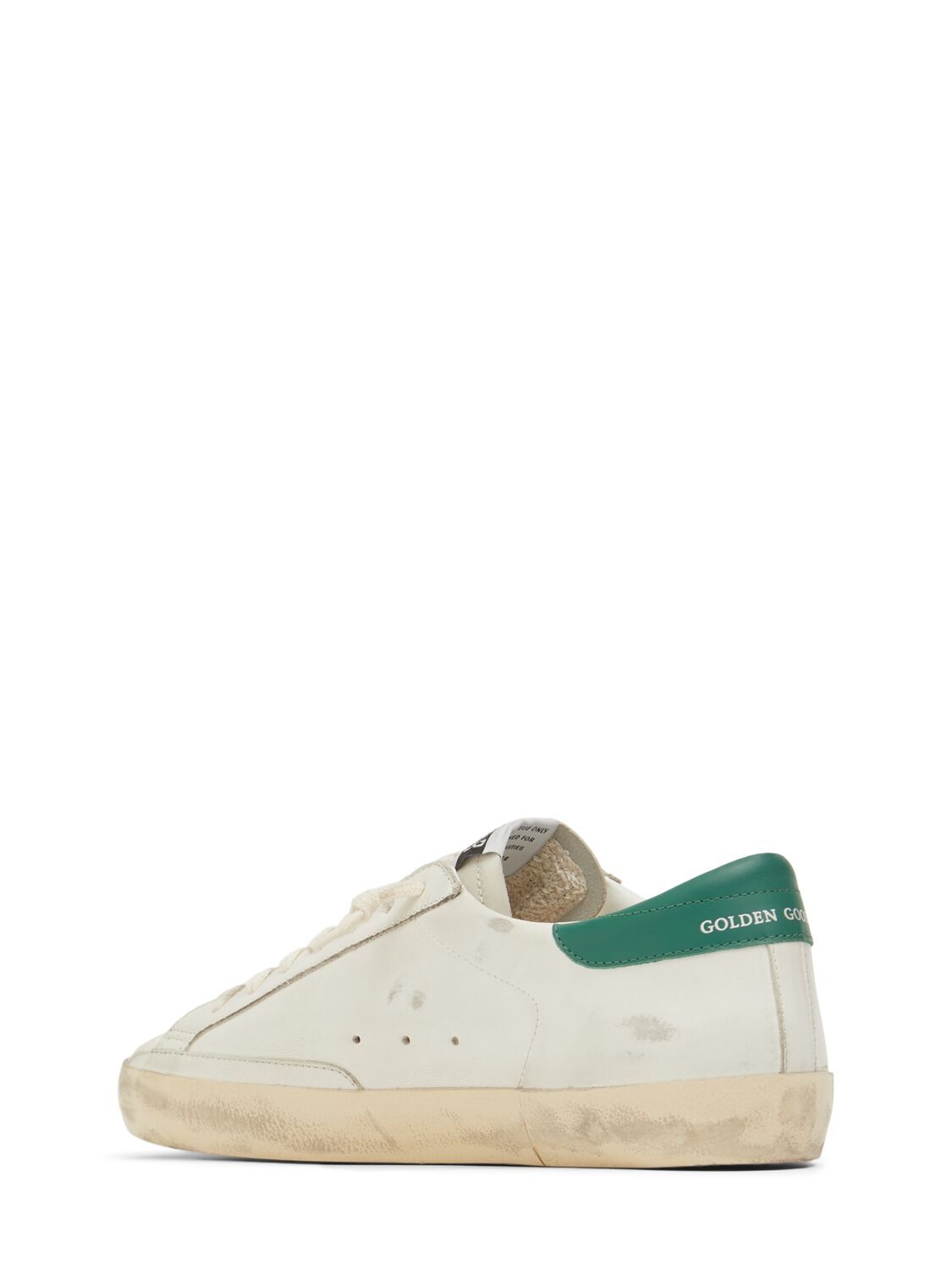 Pre-owned Golden Goose Super-star Men's White/green Leather Low Top Sneakers