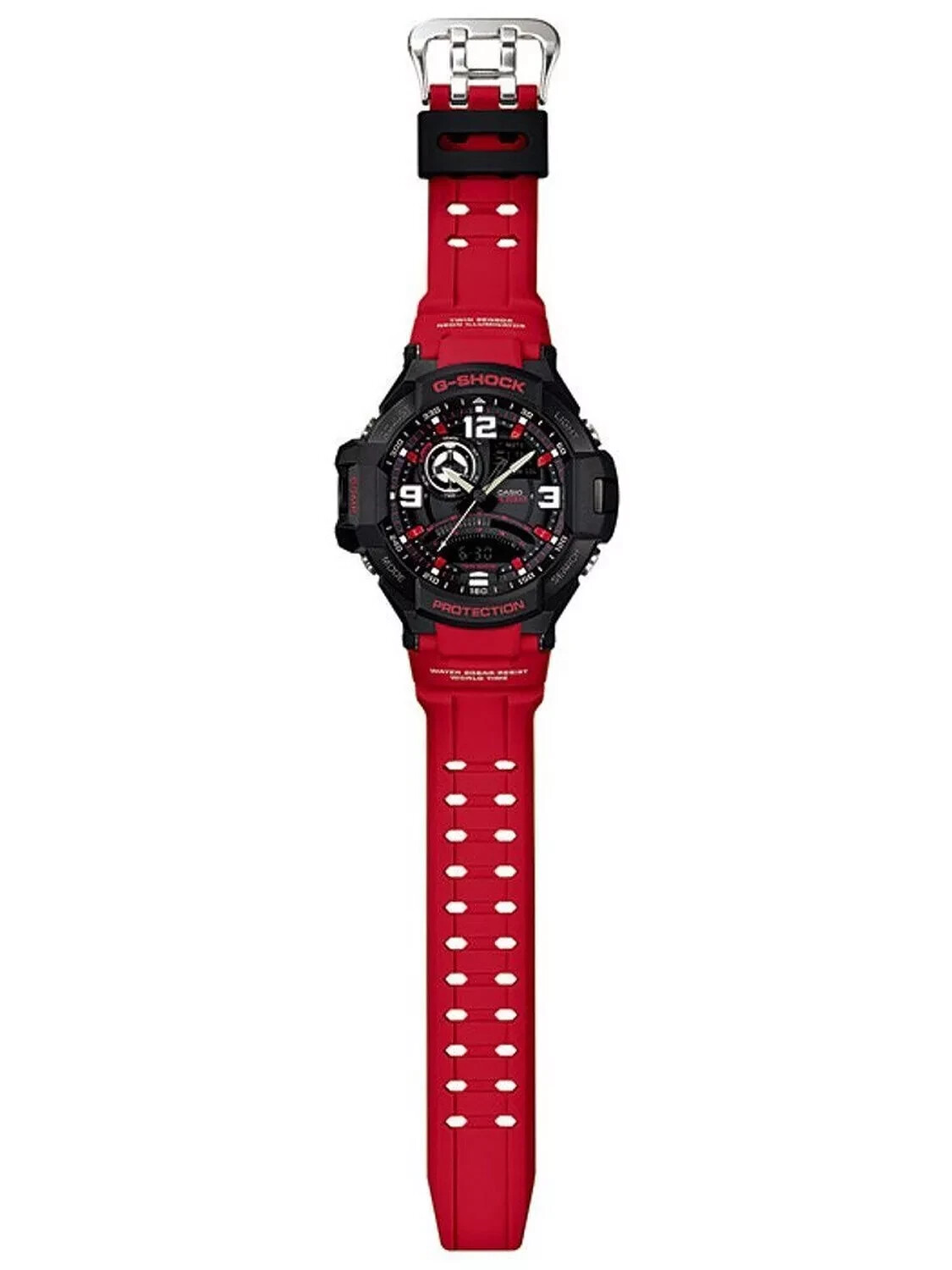 Pre-owned Casio G-shock Aviation Black Dial Red Resin Quartz Men's Watch Ga1000-4b