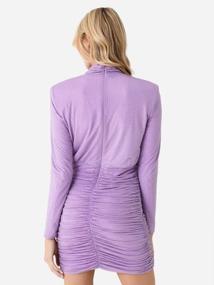 Pre-owned Simkhai Jonathan  Abrah Mock Neck Mini Dress In Lavender - Size S In Purple