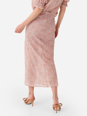 Pre-owned Katharine Kidd Lilya Skirt In Orange Tulip - Size 4