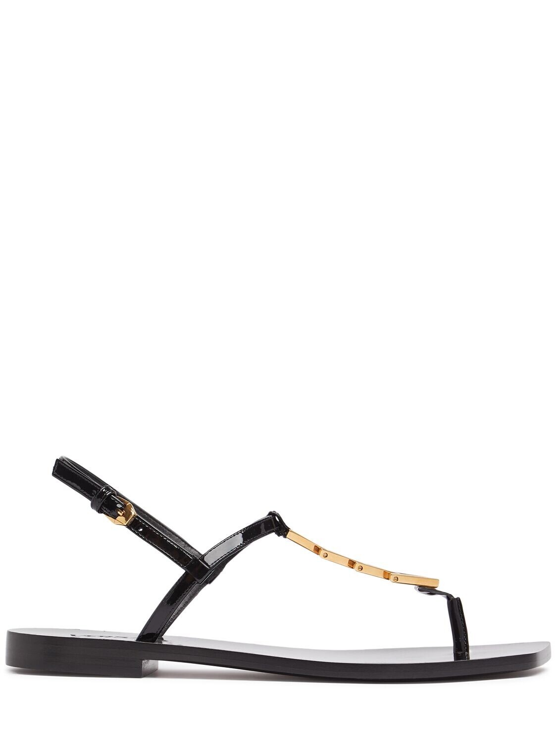VERSACE V2025 $895 Black Patent Leather Thong Sandals New