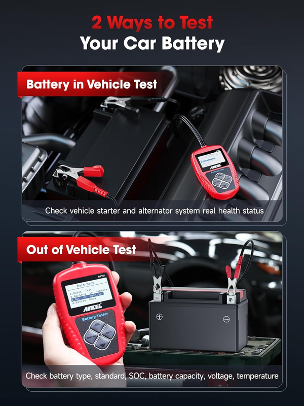 BA101 Car Battery Tester, 12V Digital Automotive Alternator Meter Diagnostic Too