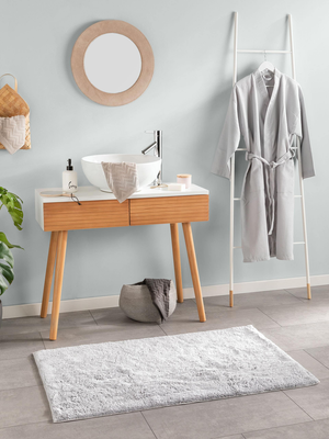 benuta Badematte Bamboo Hellblau 70x120 cm Florhöhe 11 bis 20 mm