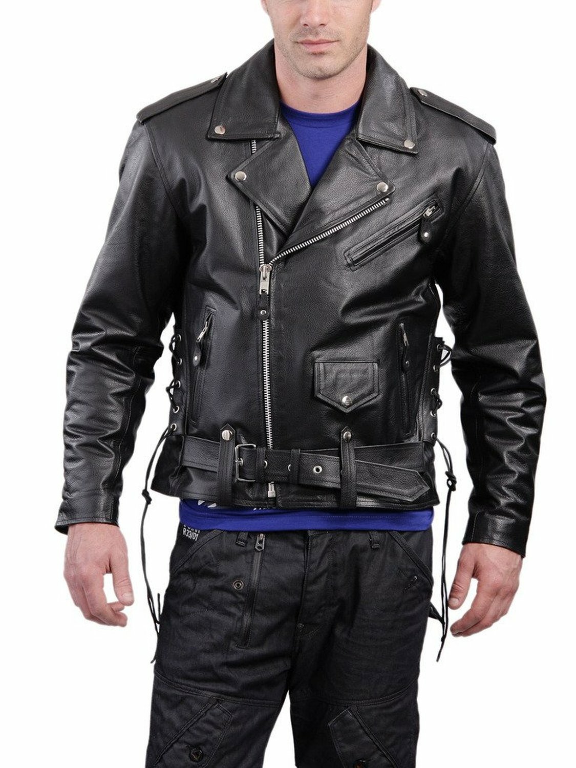 F$L HERREN LEDER JACKE MANTEL MOTORRAD BIKER SLIM FIT OUTWEARLINIE JACKEN -790