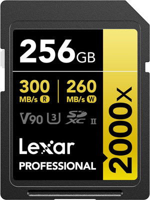 256GB Professional 2000X SDXC Memory Card, UHS-II, C10, U3, V90, Full-Hd & 8K Vi