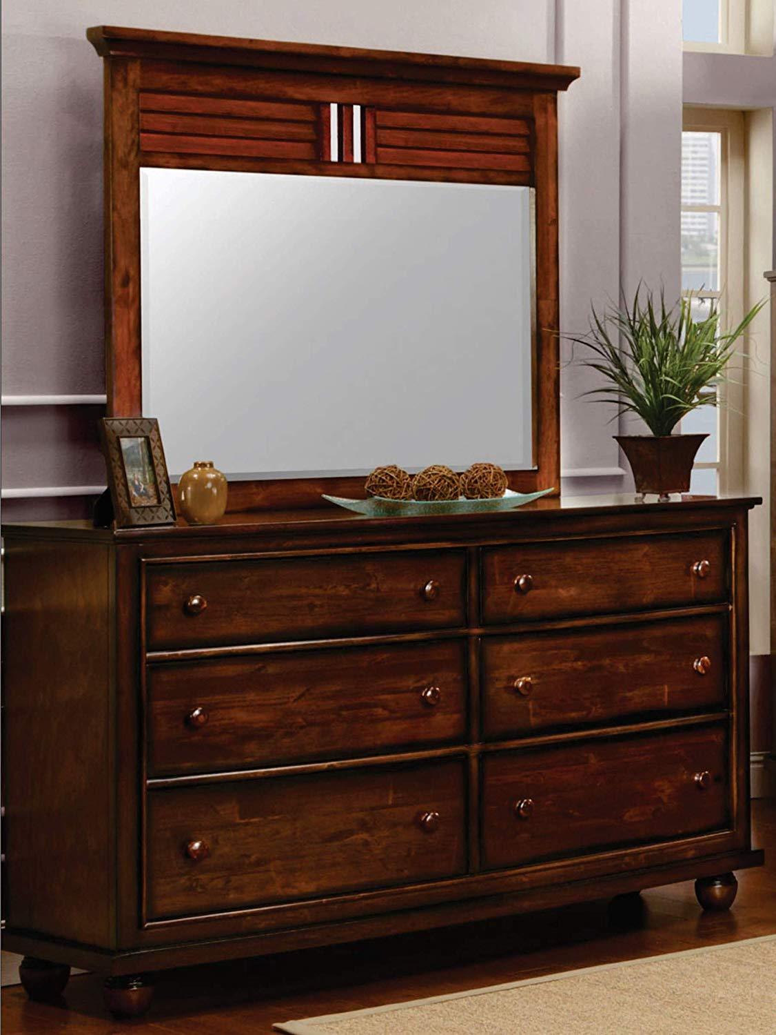 Sunset Trading CF-1130_34-0158 Bahama Shutter Wood Dresser & Mirror, Tropical