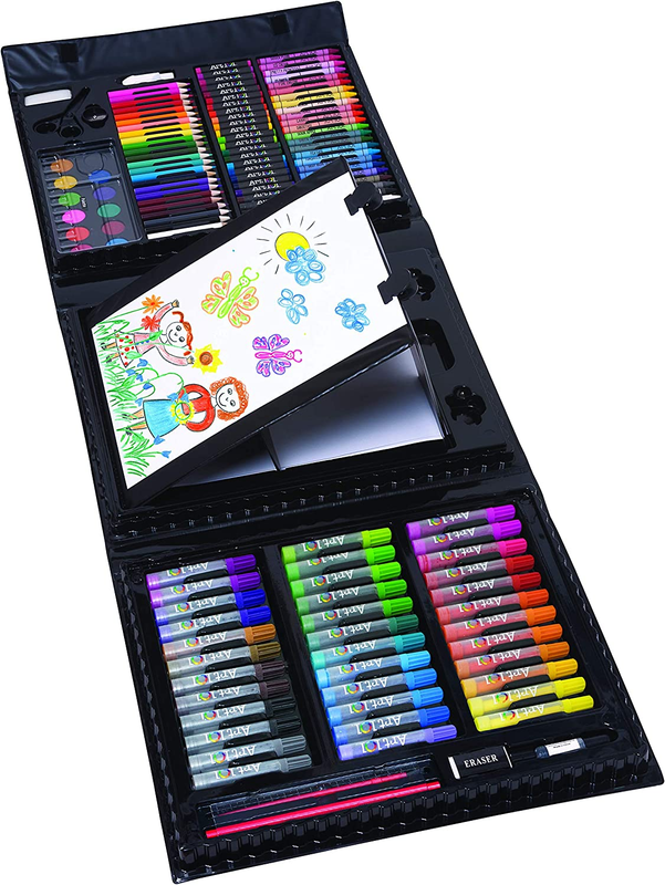 Budding Artist 154 Pc Junior Artist Trifold Easel Set, Includes Markers, Crayons