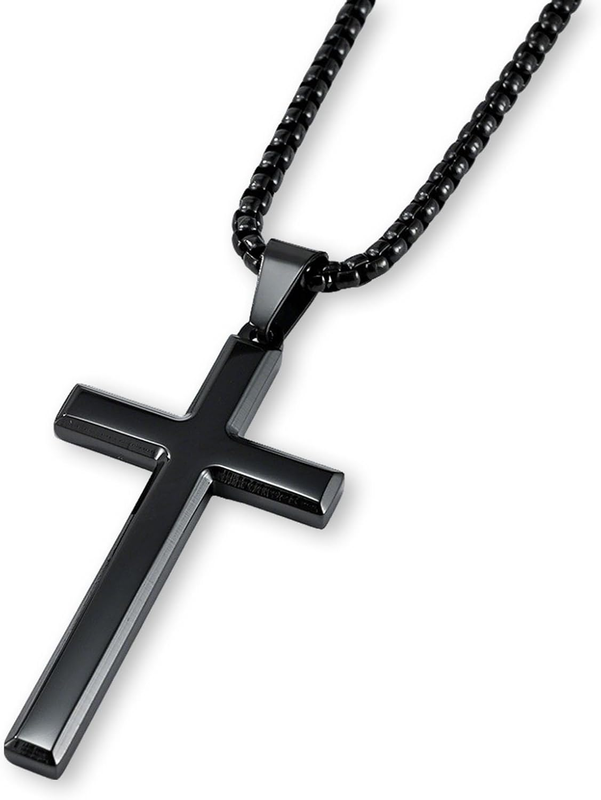 Cross Neccross Necklace for Men - Stainless Steel Crucifix Pendant with Chain -H