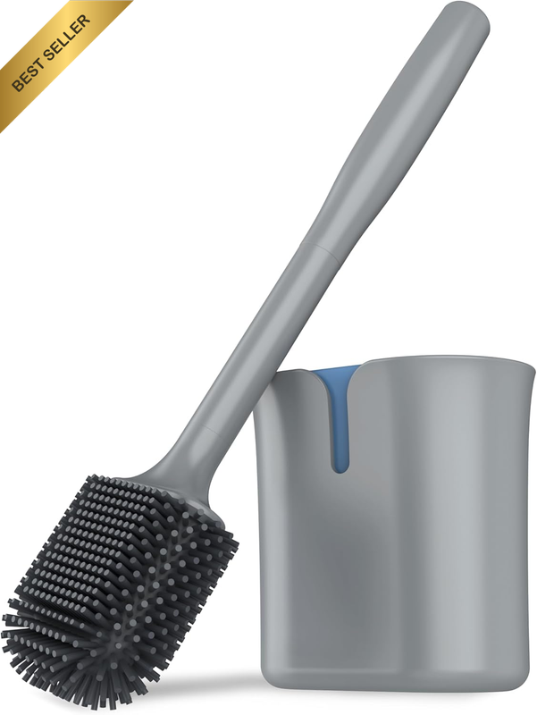 Toilet Brush and Holder, Wall Mounted Toilet Brush for Bathroom Cleaning, Compac
