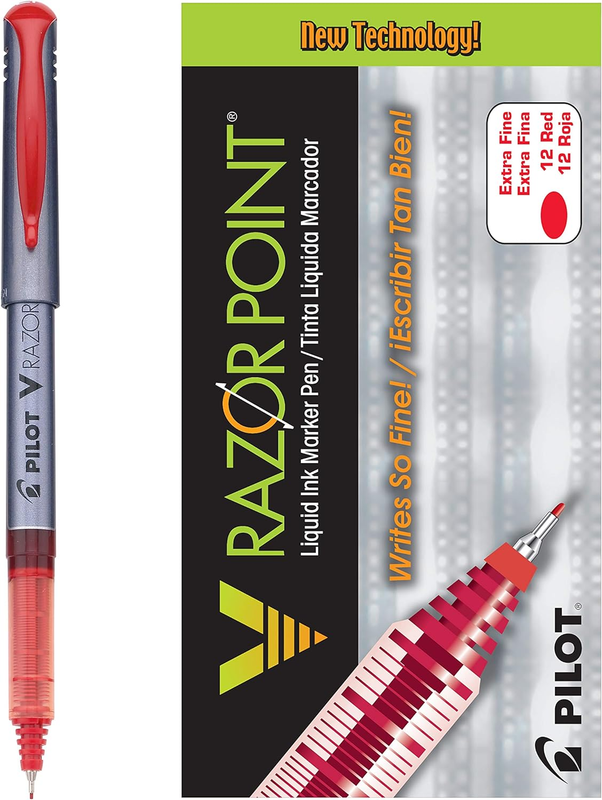 V Razor Point Liquid Ink Markers, Extra Fine Point, Red Ink,