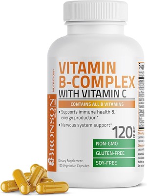 Vitamin B Complex w/ Vitamin C Immune, Energy & Nervous System Support 120/250 C