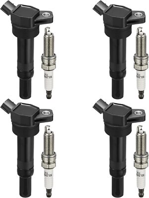 4X Ignition Coils & Spark Plugs For Hyundai Elantra Kia Soul Forte 1.8L 2L UF651