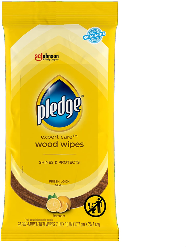 Pledge Multi-Surface Furniture Polish Wipes, Works on Wood, 