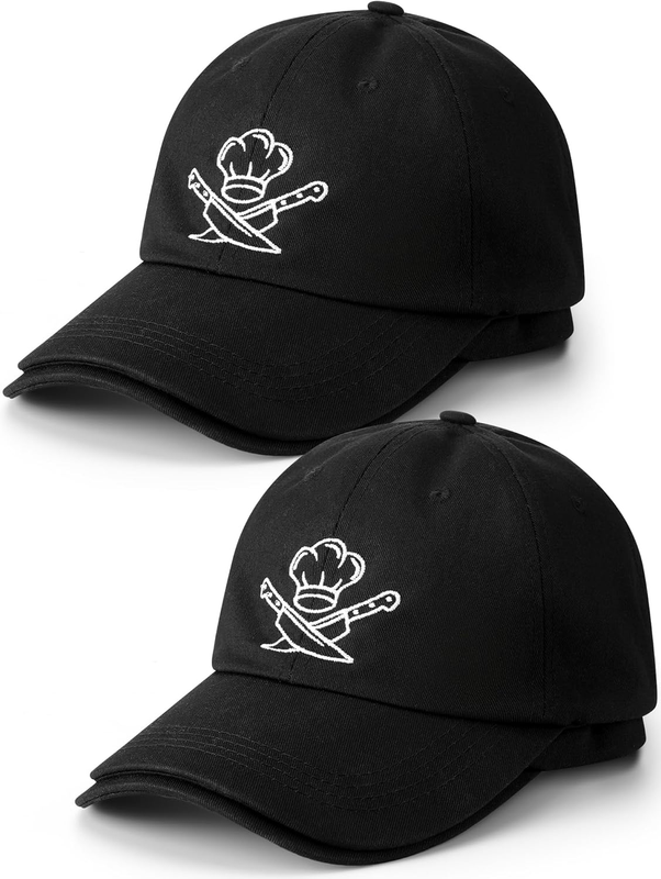 4 Pack Chef Caps for Men Adjustable Baseball Cap Black Funny Kitchen Hats Bulk D