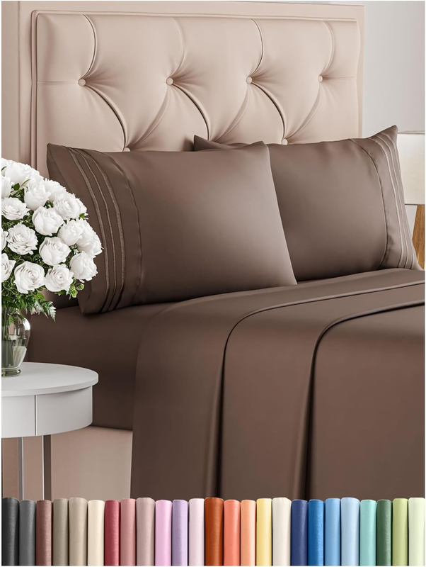 King Size 4 Piece Sheet Set - Comfy Breathable & Cooling Bed Sheets Set - Hotel Luxury Bedding for Women, Men, Kids & Teens - Deep Pockets, Easy Secure Fit, Soft and Wrinkle Free - Oeko-Tex - Brown