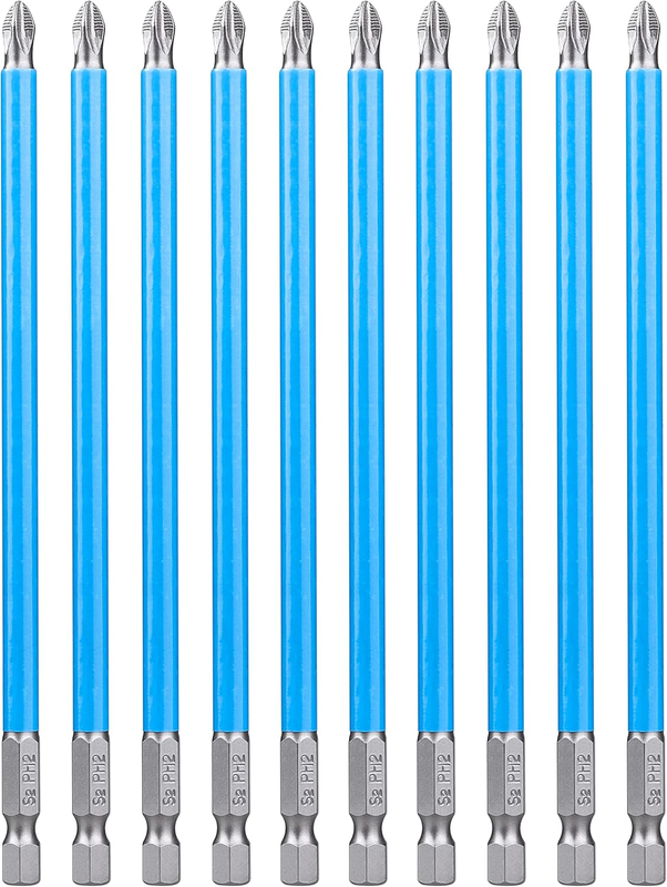Yakamoz 10Pcs PH2 Phillips Screwdriver Bit Set, 1/4" Hex Shank #2 Long Phillips