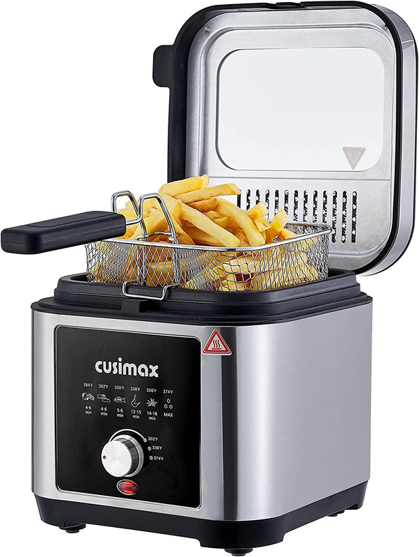 Deep Fryer Electric Deep Fryer with Basket and Drip Hook 2.6Qt Oil Capacity Fish