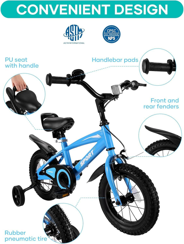 Kids Bike for Boys Girls Ages 2-5 Years Old 12 Inch Kid Bike with Removable Trai