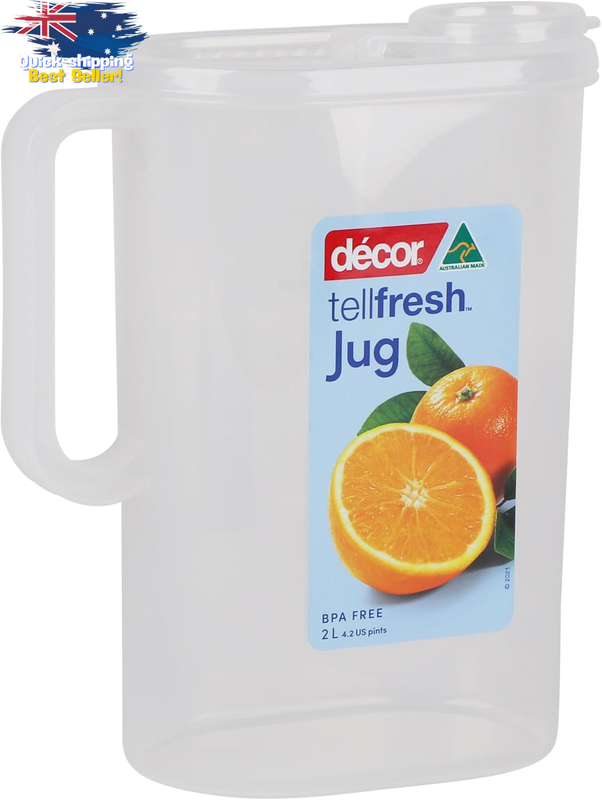 2L Clear Juice Water Jug, BPA-Free Beverage Dispenser, Drink Pitcher