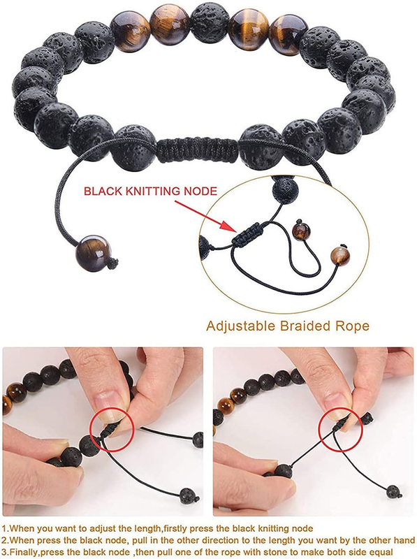Adjustable Lava Rock Stone Essential Oil Anxiety Diffuser Bracelet Unisex