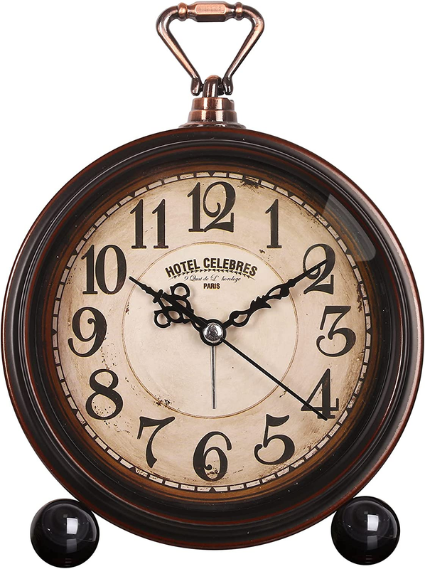 Battery Alarm Clock,Night Light,Vintage Hangable Super Silent Non Ticking Analog