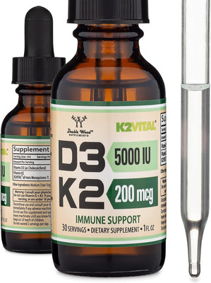 Vitamin D3 K2 5,000 IU Liquid Drops (5,000 IU of D3 and 200Mcg of 99.9% All-Tran