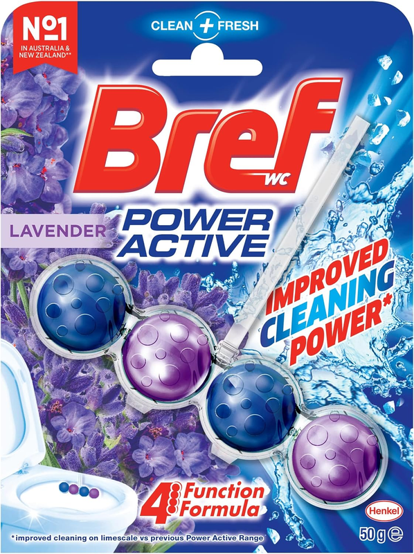 Power Active Lavender Field, Rim Block Toilet Cleaner, 50G, Lavender