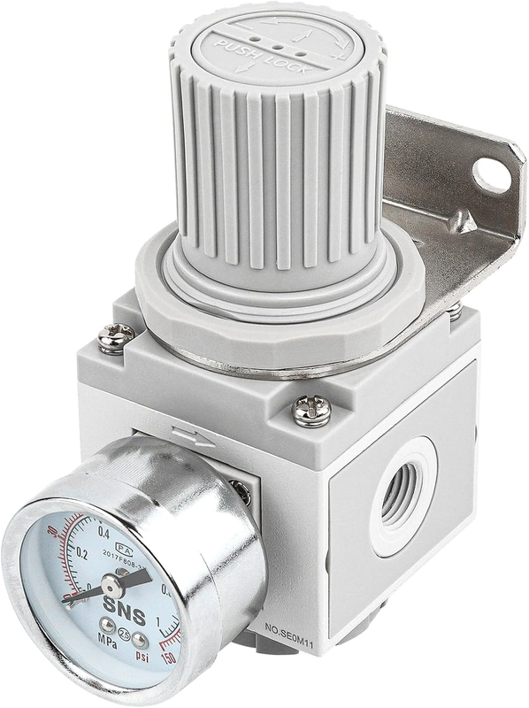 Air Pressure Regulator 1/4 NPT Female Adjustable 0-150 PSI Relief Gauge Bracket