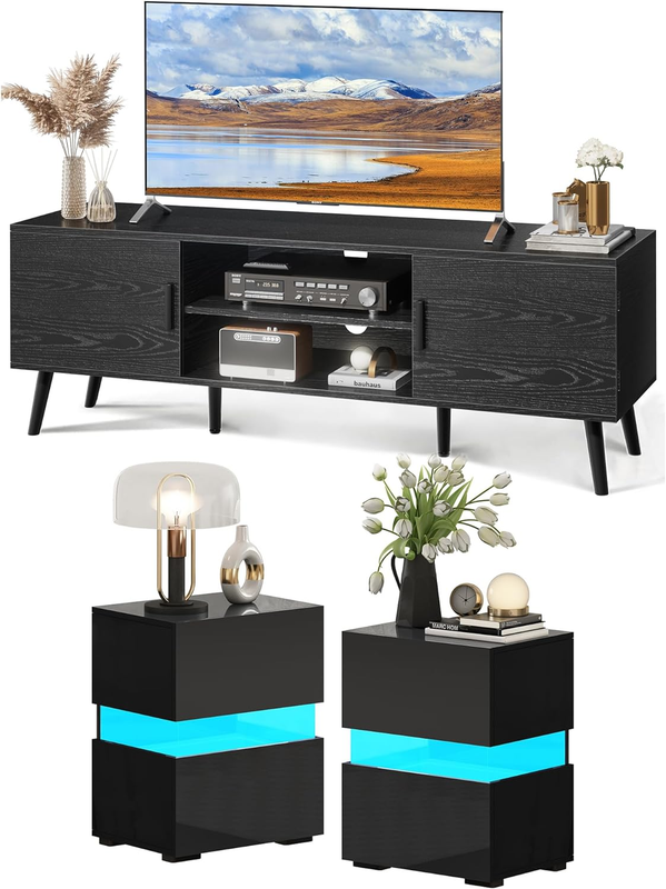 And Led Nightstands Set Of 2